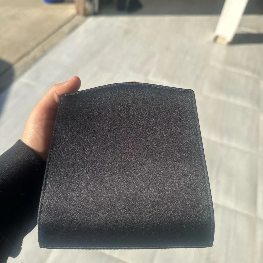 Yves Saint Laurent Black Clutch with Gold Logo and Red Details - Picture 3 of 7